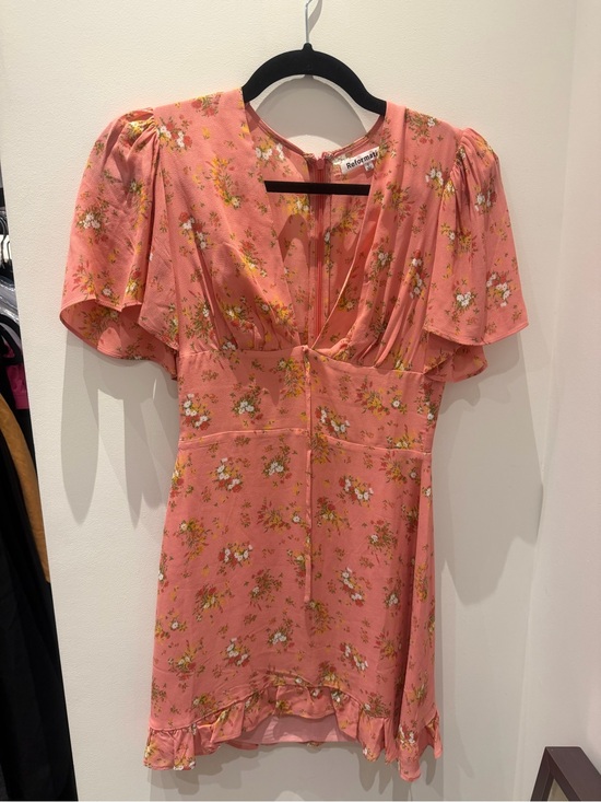 Reformation Dresses & Skirts - Reformation Pink Floral Ruffle-Trim Mini Dress